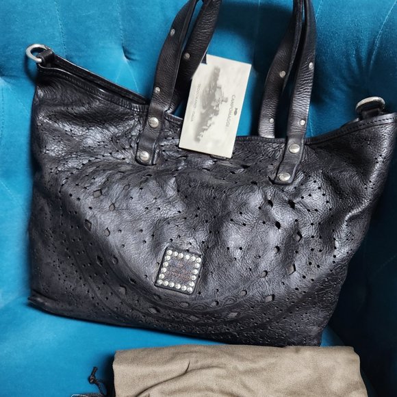 Daisy Center Studded Large Campomaggi Shopper Black NWT - Picture 3 of 11